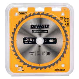 Диск пильный по дереву DeWalt CONSTRUCTION DT1953 216х30мм 40T